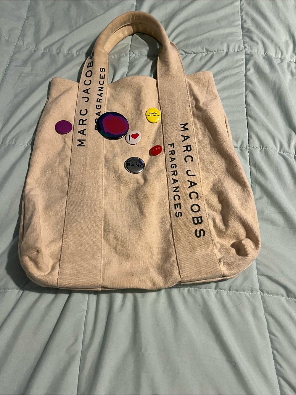 Marc Jacobs Canvas Tote in Cream with Logo Straps